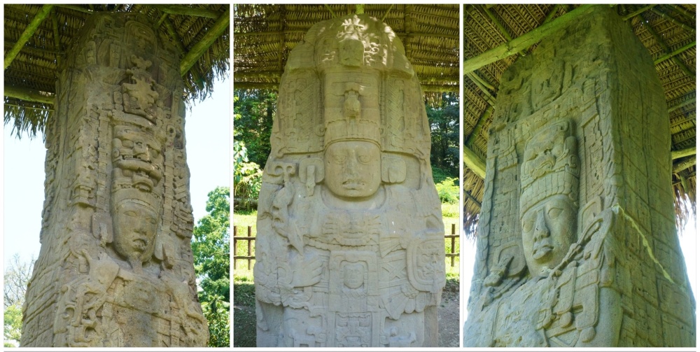 Retratos de algunos de los 8 gobernantes conocidos de Quiriguá.